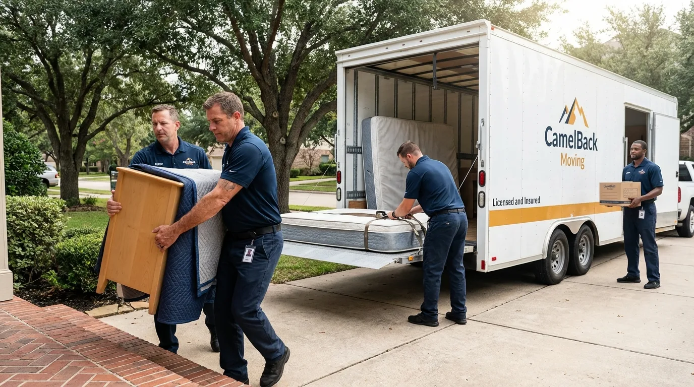 Crew loading residential truck for cross-state move from North Brookfield, MA